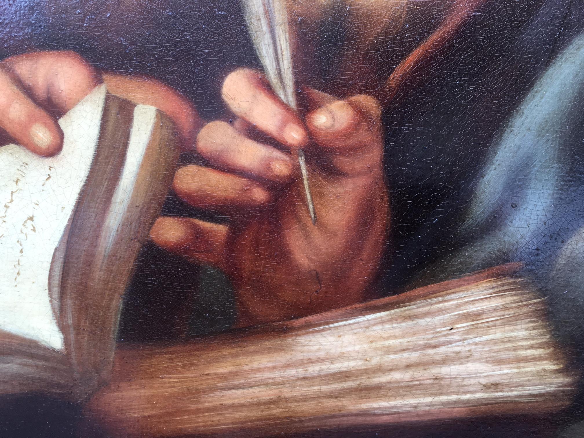 PHILOSOPHERS - École italienne - Figuratif - Peinture à l'huile sur toile - Noir Portrait Painting par Ciro De Rosa
