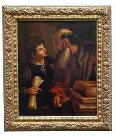 YOUTH AND WISDOM – In Anlehnung an Caravaggio  Figuratives Gemälde, Öl auf Leinwand