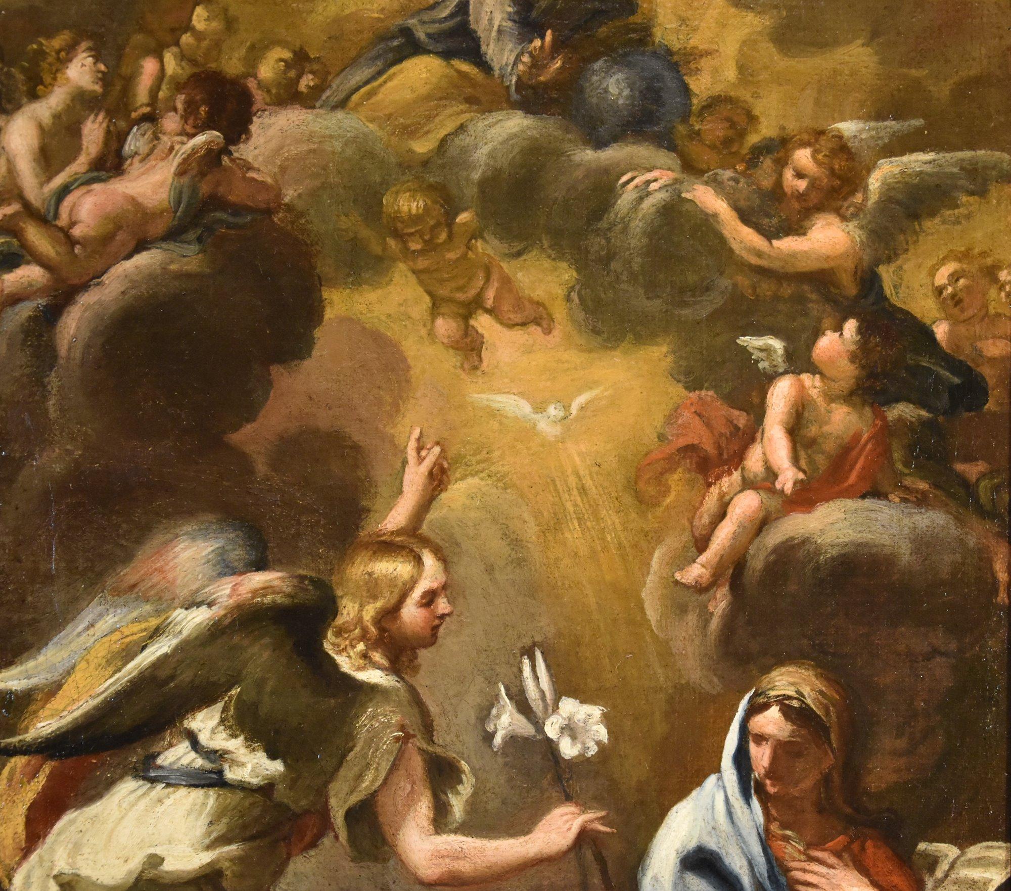 Annunciation Ferri Paint 17th Century Oil on canvas Old master Religious Rome For Sale 3