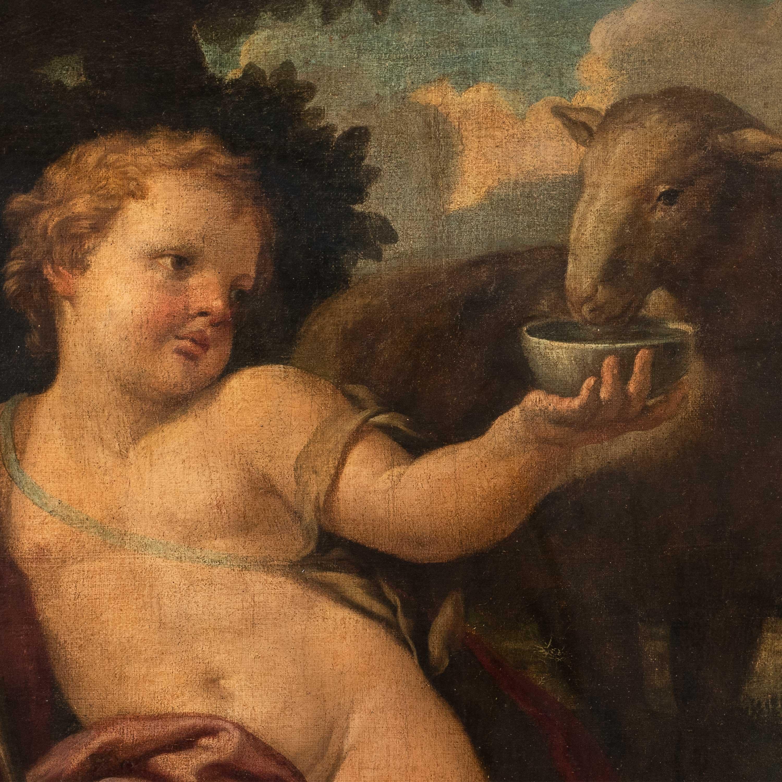 Taller de Ciro Ferri (maestro italiano) - Pintura de figuras del siglo XVII - St. John - Painting de Ciro Ferri (rome, 1634 - Rome, 1689)