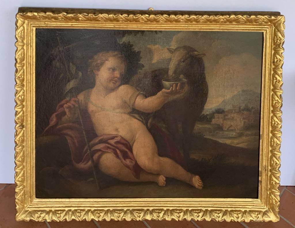 Taller de Ciro Ferri (maestro italiano) - Pintura de figuras del siglo XVII - St. John - Painting Barroco de Ciro Ferri (rome, 1634 - Rome, 1689)