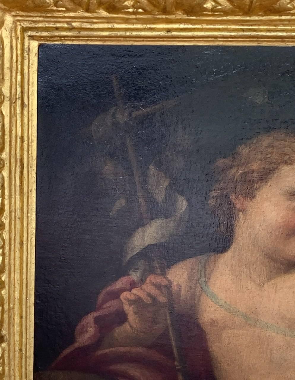 Taller de Ciro Ferri (maestro italiano) - Pintura de figuras del siglo XVII - St. John - Figurative Painting Marrón de Ciro Ferri (rome, 1634 - Rome, 1689)