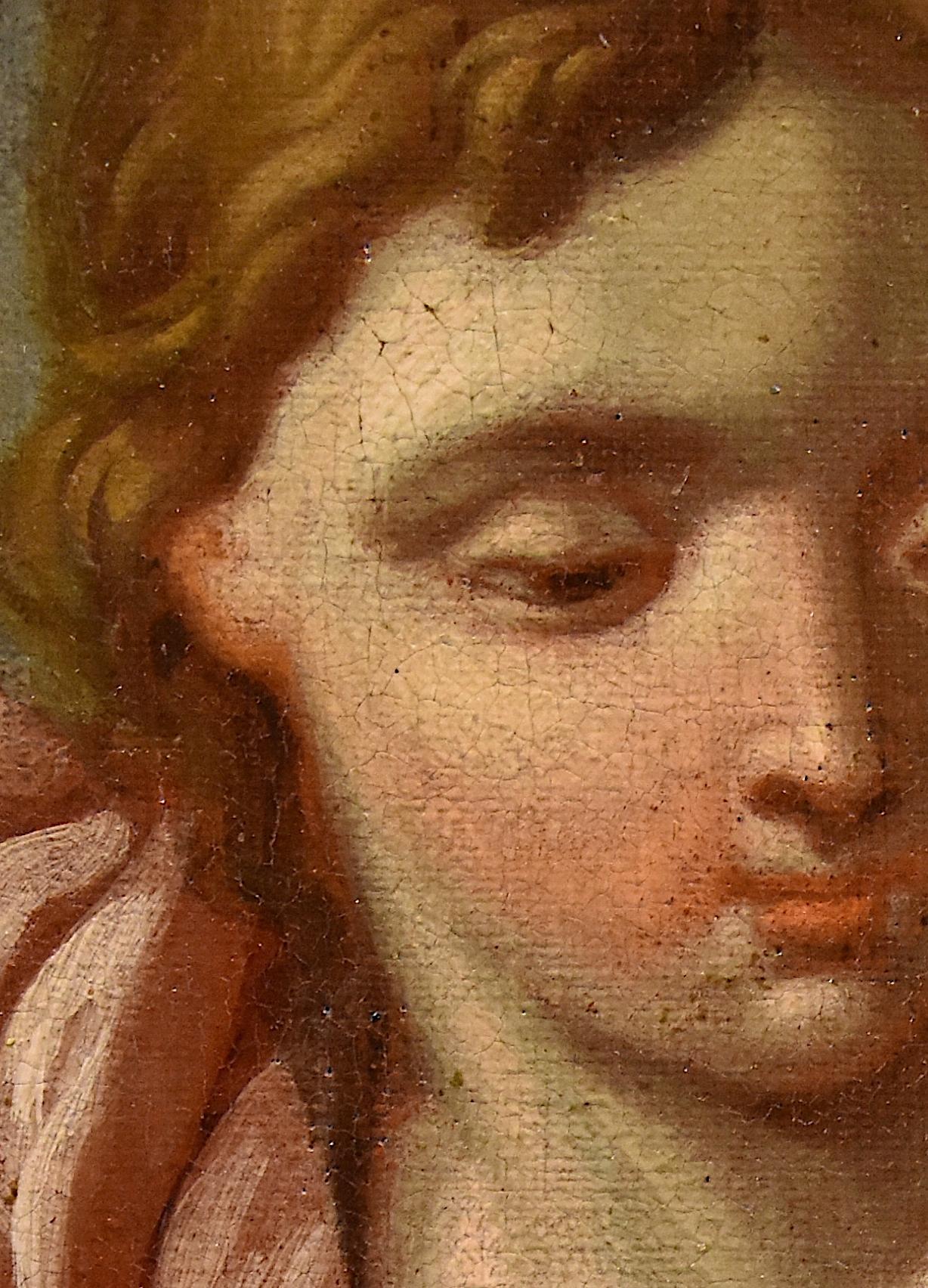 Guardian Angel Ferri 17/18th Century Paint Oil on canvas Old master Roman school For Sale 8