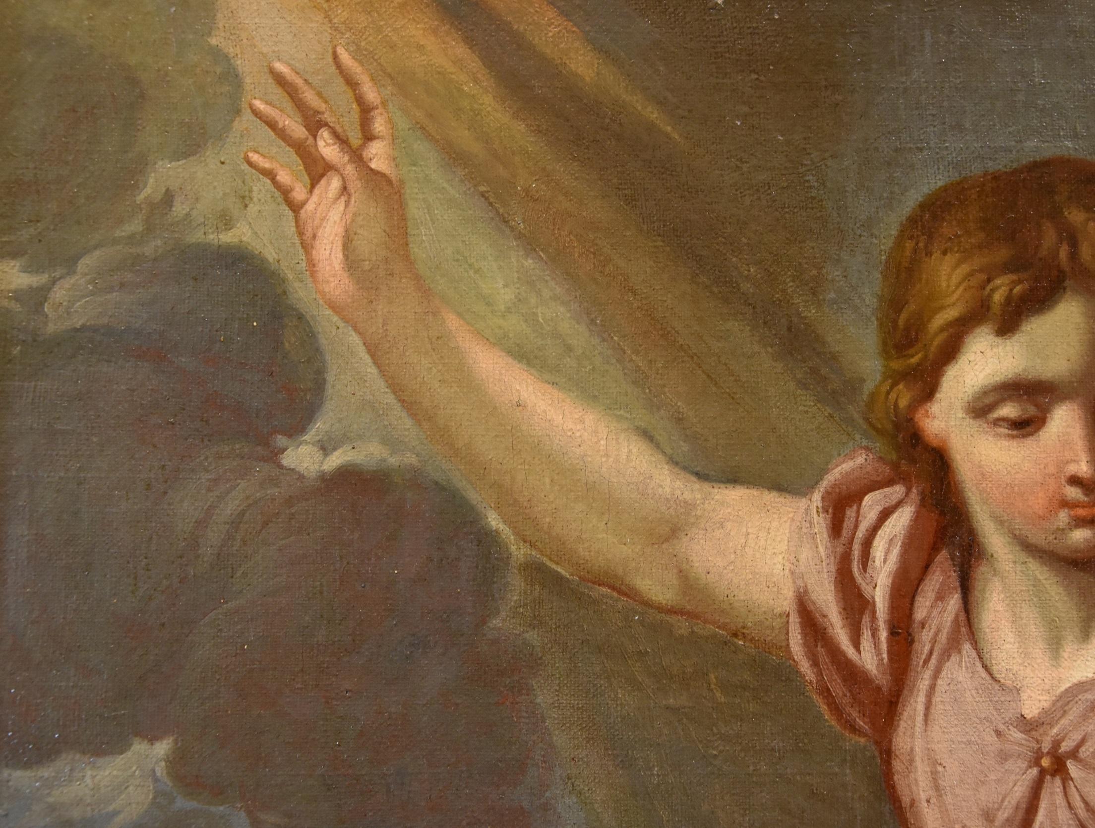 Guardian Angel Ferri 17/18th Century Paint Oil on canvas Old master Roman school For Sale 9