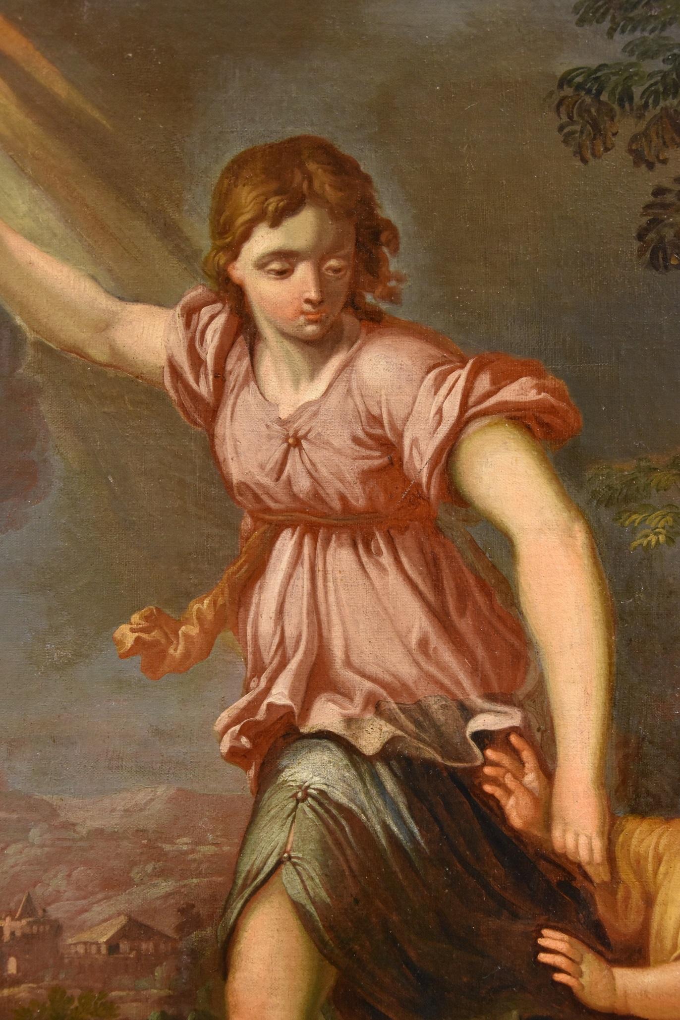 Guardian Angel Ferri 17/18th Century Paint Oil on canvas Old master Roman school For Sale 1