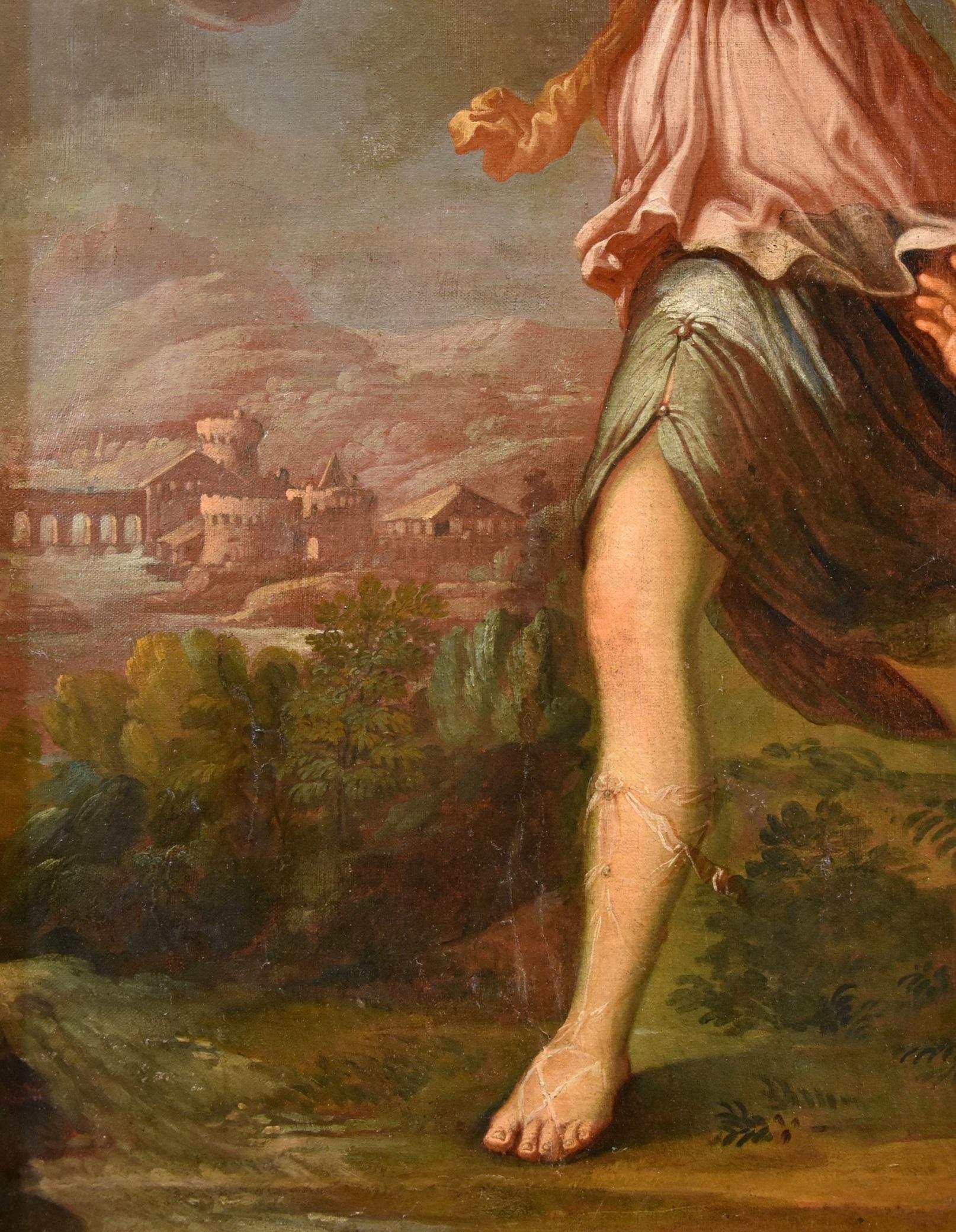 Guardian Angel Ferri 17/18th Century Paint Oil on canvas Old master Roman school For Sale 3