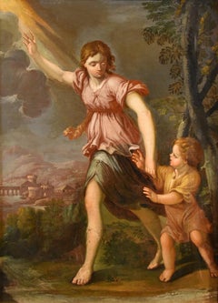 Guardian Angel Ferri 17/18e siècle, huile sur toile Grand maître de l'école romaine