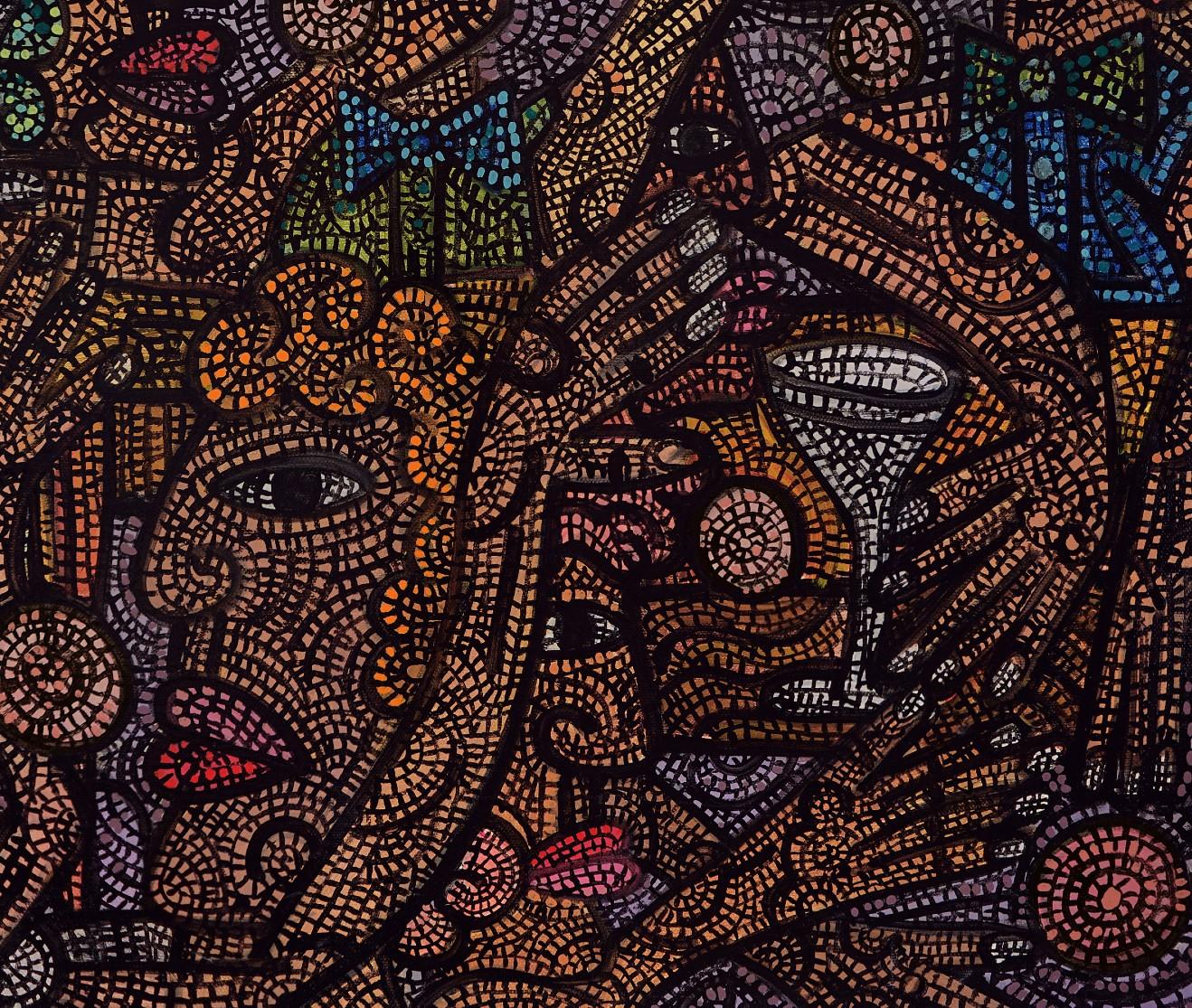 Son las cinco Acrílico sobre lienzo Entramado de cuadrados de líneas diminutas  Textura de profundidad - Painting de Ciro Flores
