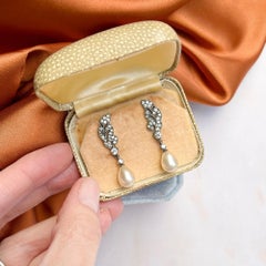 Ciro 'SCP' 1930s Art Deco Silver and Paste Vintage Faux Pearl Earrings