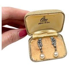 Ciro 'SCP' 1930s Art Deco Silver and Paste Vintage Faux Pearl Earrings