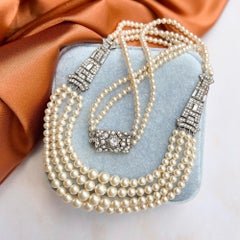 Ciro 'SCP' 1930s Art Deco Silver and Paste Vintage Faux Pearl Necklace
