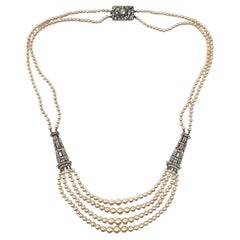Ciro 'SCP' 1930s Art Deco Silver and Paste Vintage Faux Pearl Necklace