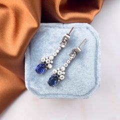 Ciro 'SCP' 1930s Art Deco Silver and Sapphire Paste Vintage Drop Earrings
