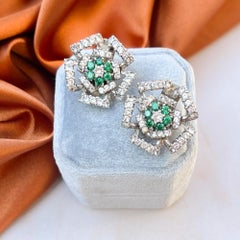 Ciro 'SCP' 1940s Silver and Paste Vintage Flower Earrings