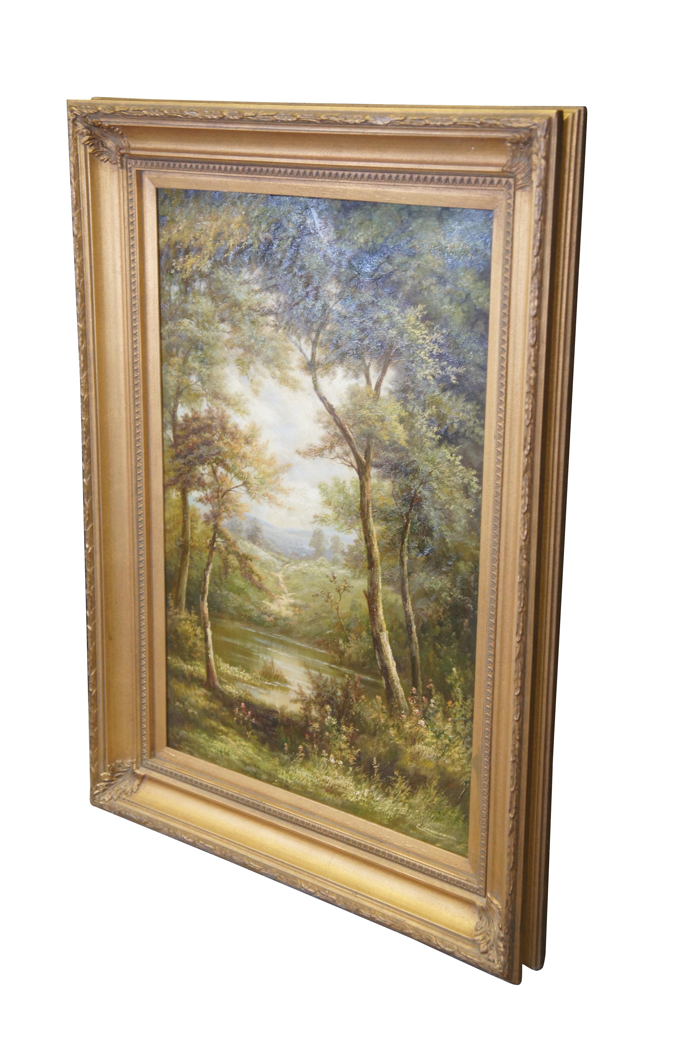 Cirocco Pastoral Forest Landscape Oil Painting on Canvas Gold Frame 46