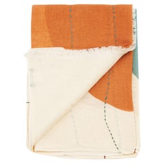 Cirq Moon Off White Bufanda de Seda de Lino Bordada a Mano en Multicolor