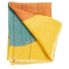 Cirq Sol Amarillo  Bufanda de Seda de Lino Bordada a Mano Multicolor