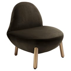 Cirrus Lounge Chair with Plush Gray Velvet by Dario Contessotto