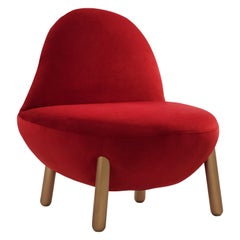 Cirrus Lounge Chair with Plush Red Velvet by Dario Contessotto