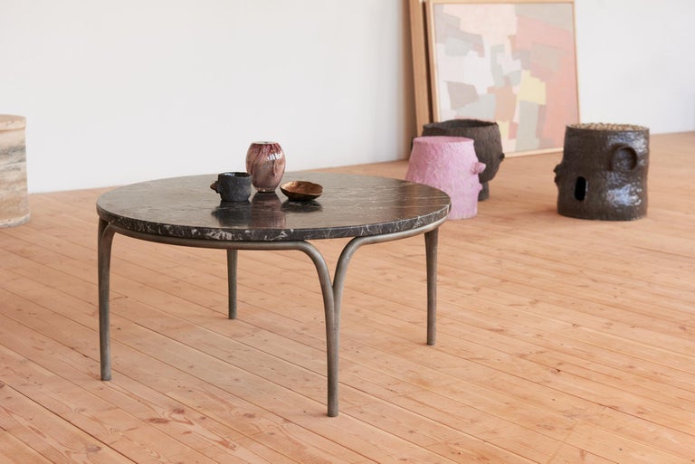 Patinated Cirrus Coffee Table with Marble Tabletop For Sale