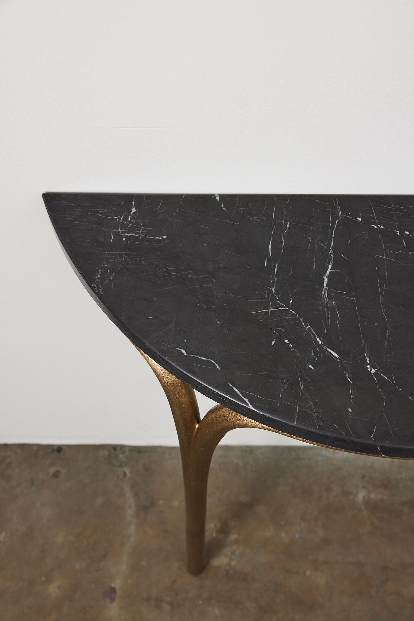 Modern Cirrus Console Table with Marble Tabletop For Sale