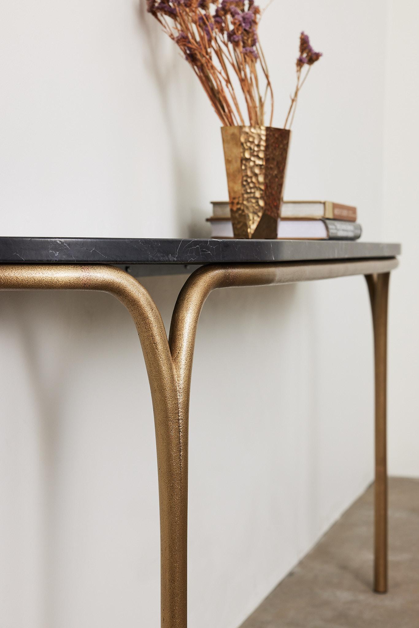 Canadian Cirrus Console Table with Marble Tabletop For Sale
