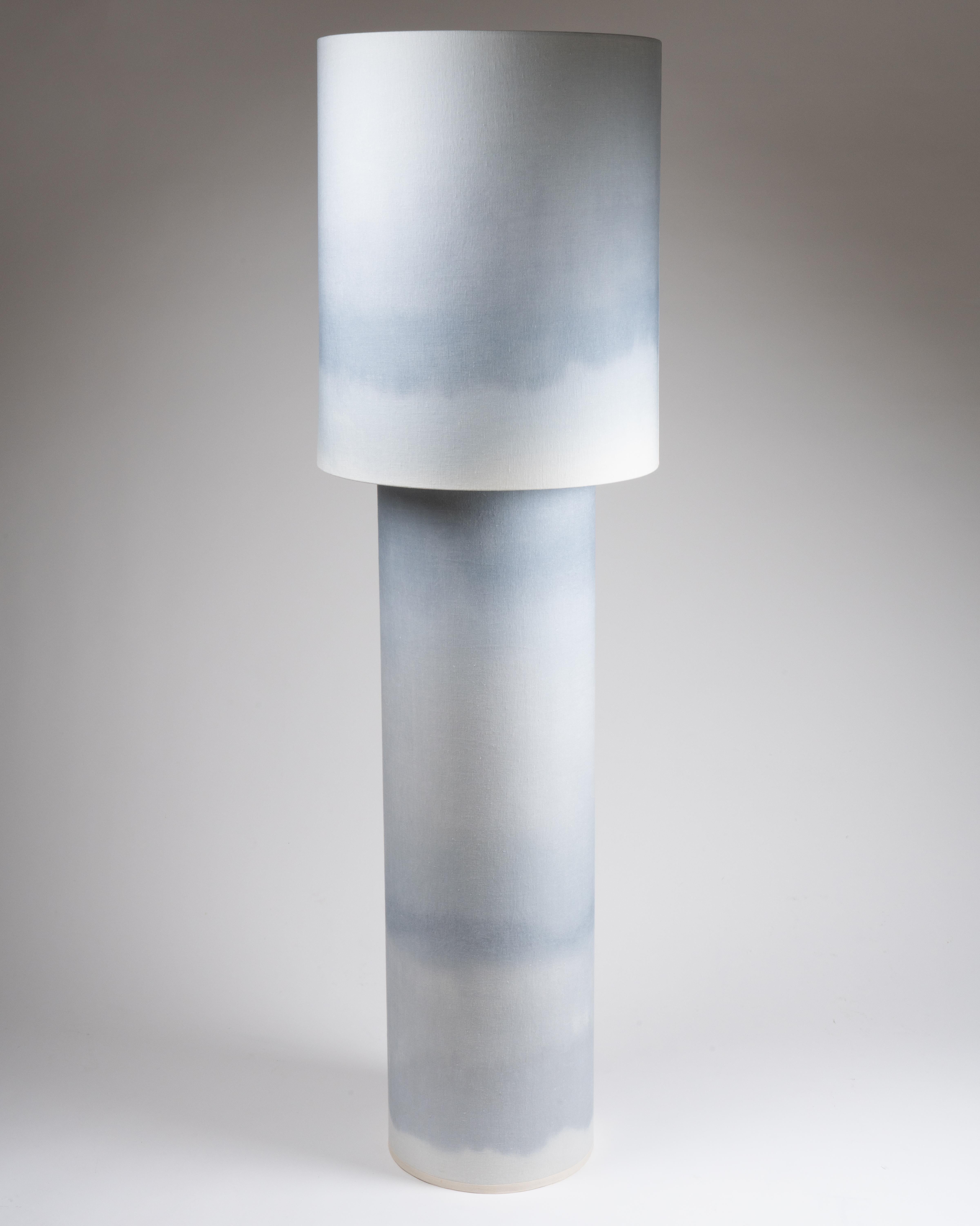 Post-Modern Muted Blue Wide Gradient Ceramic Totem Sculptural Lamp by Elsa Foulon For Sale