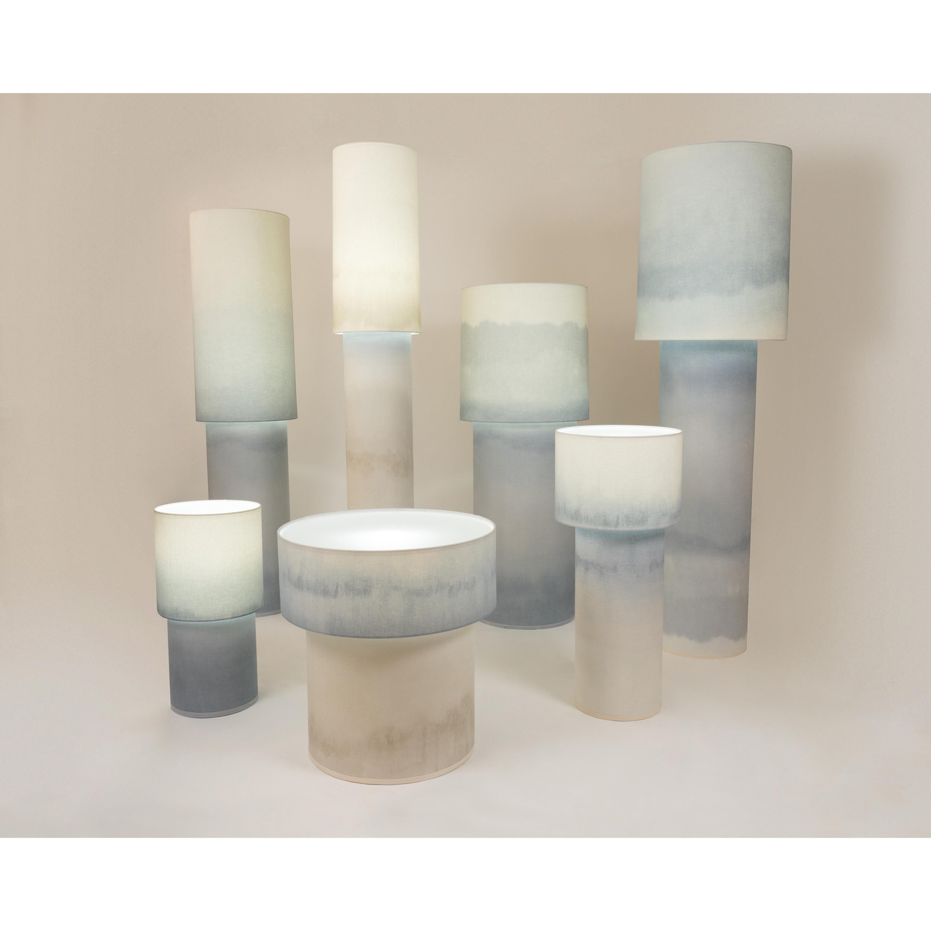 Muted Blue Wide Gradient Ceramic Totem Sculptural Lamp by Elsa Foulon For Sale 1