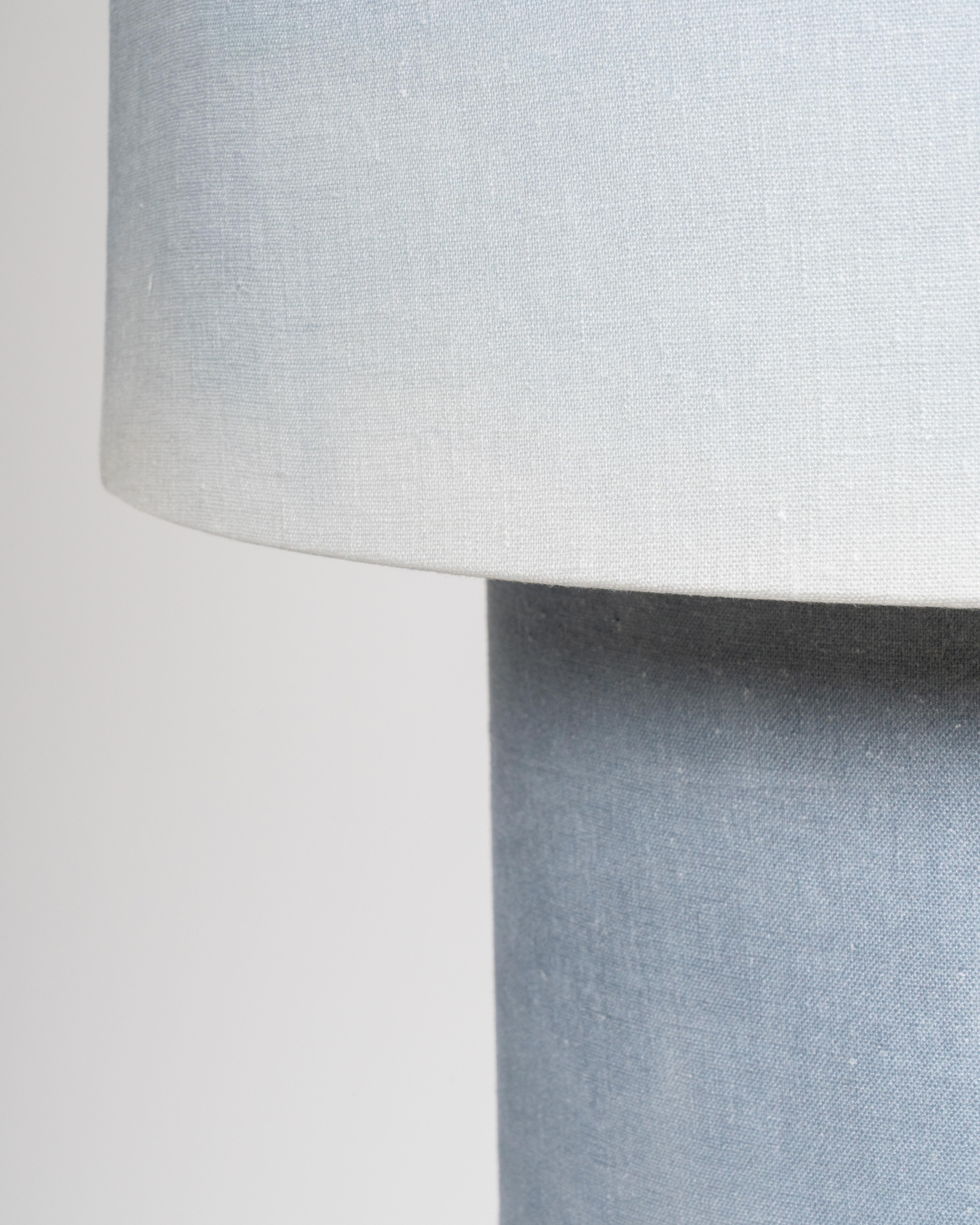 Other Muted Blue Wide Gradient Ceramic Totem Sculptural Lamp by Elsa Foulon For Sale