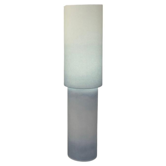 Muted Blue Gradient Ceramic Totem Handcrafted Sculptural Lamp by Elsa Foulon