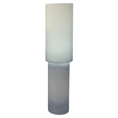 Muted Blue Gradient Ceramic Totem Handcrafted Sculptural Lamp by Elsa Foulon