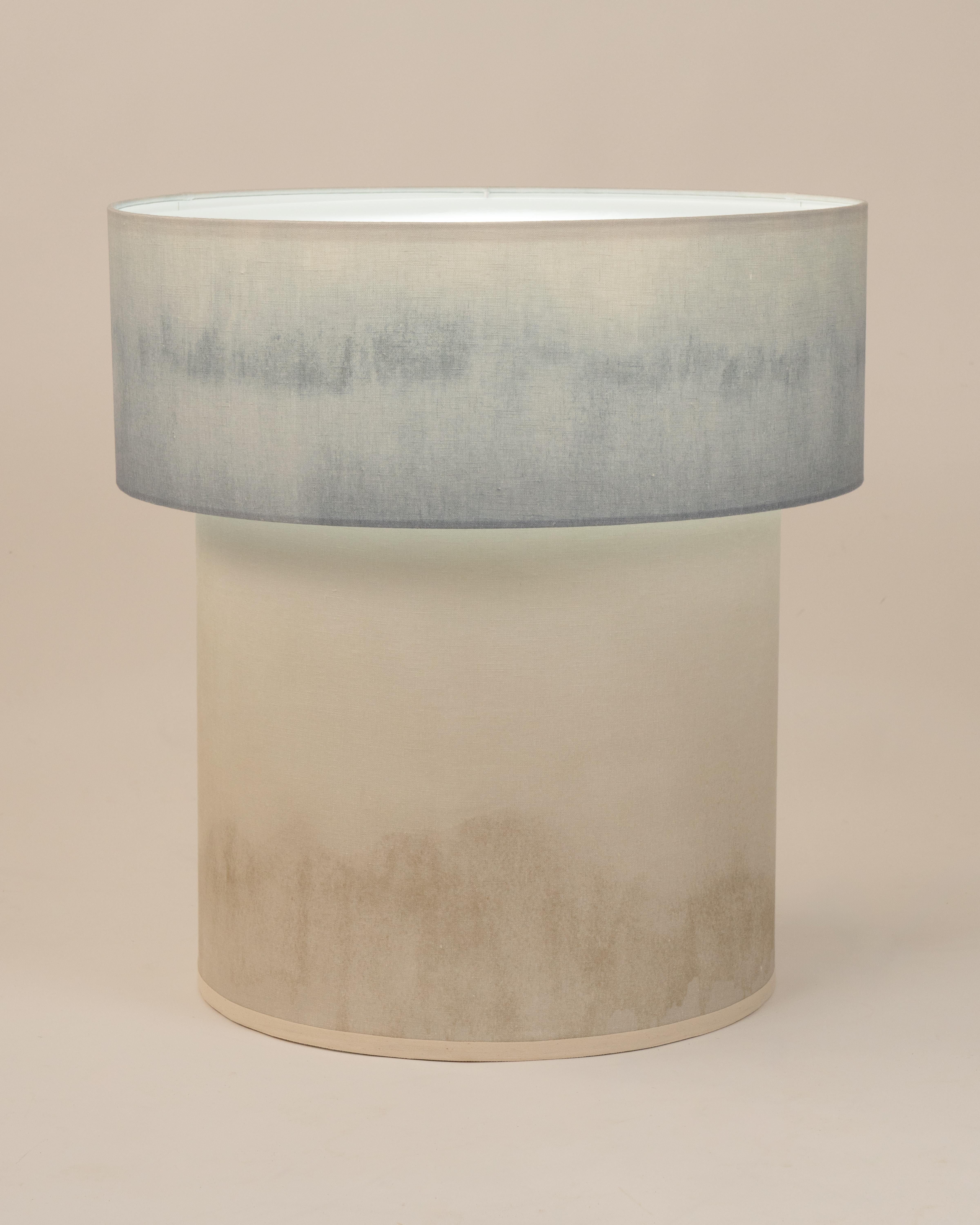 French Soft Hues Earthy Beige Gradient Ceramic Totem Sculptural Lamp by Elsa Foulon For Sale