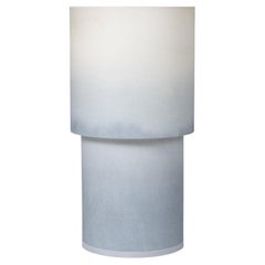 Muted Blue Earthy Beige Gradient Ceramic Sculptural Lamp by Elsa Foulon