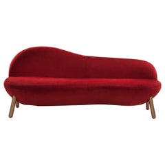Cirrus 3 Seat Sofa with Plush Red Velvet by Dario Contessotto