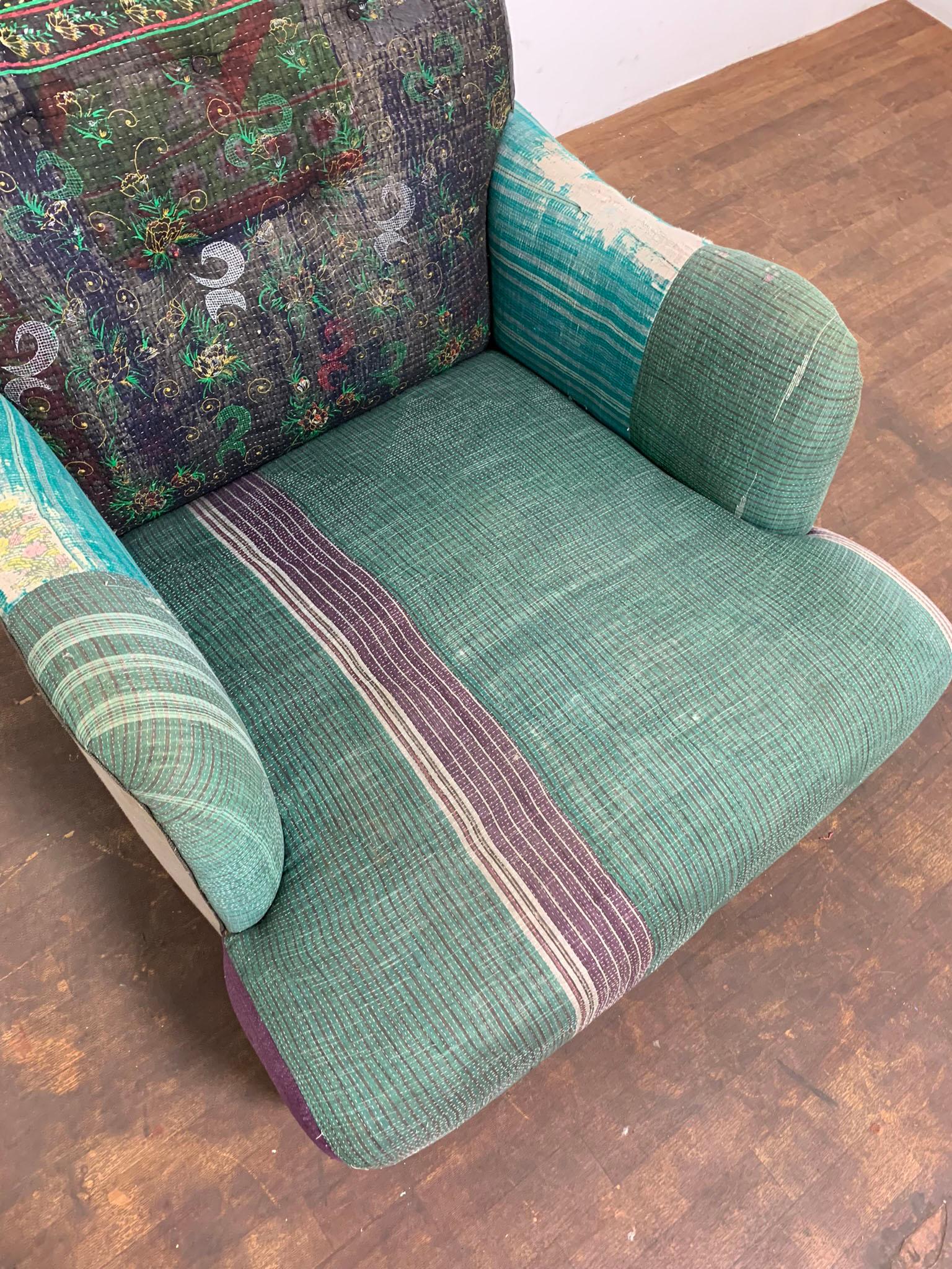 Cisco Brother's Acacia Lounge Chair in Vintage Quilt Upholstery 5