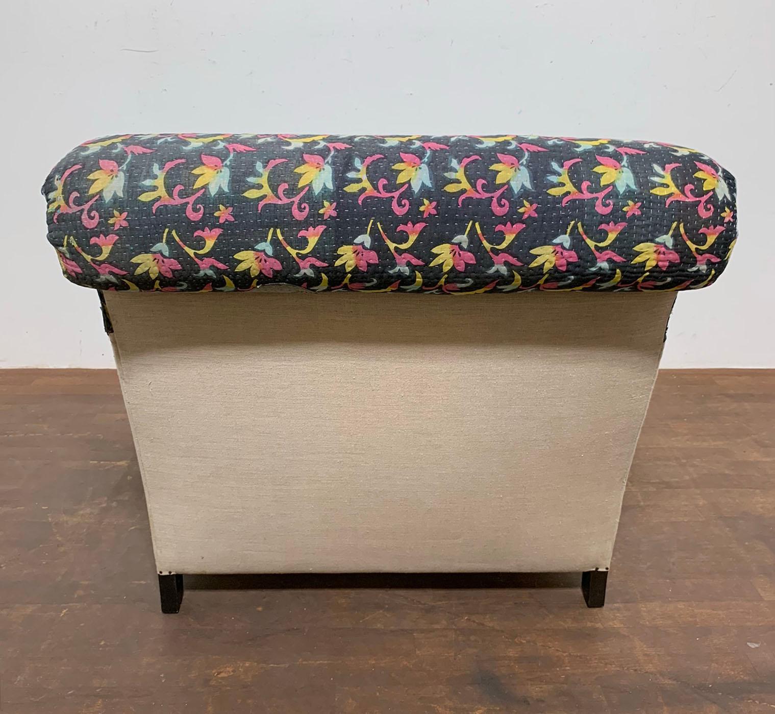 Contemporary Cisco Brother's Acacia Lounge Chair in Vintage Quilt Upholstery