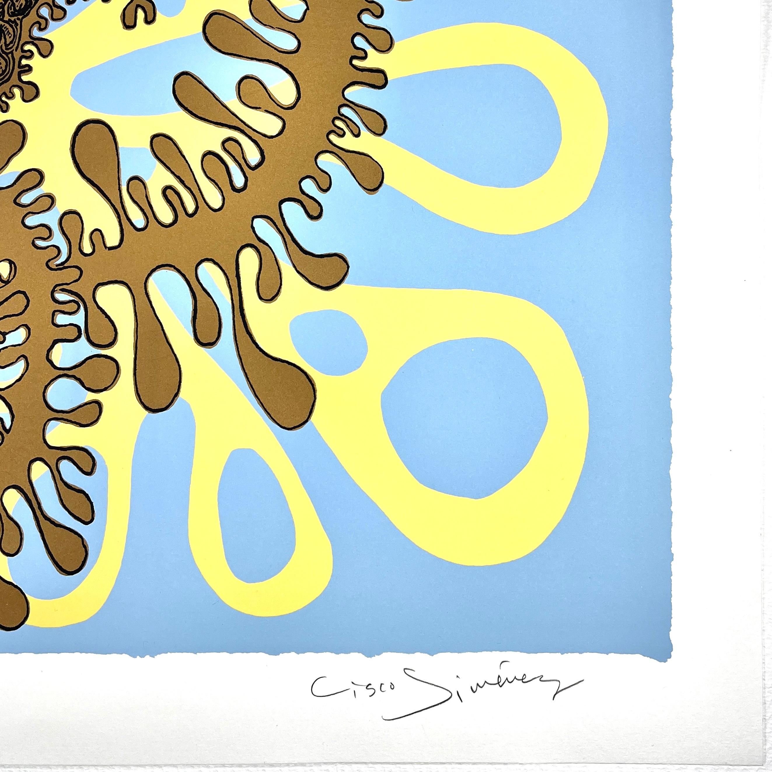 Artista mexicano firmado edición limitada impresión de arte original serigrafía collage n2 - Figurative Print Gris de Cisco Jiménez