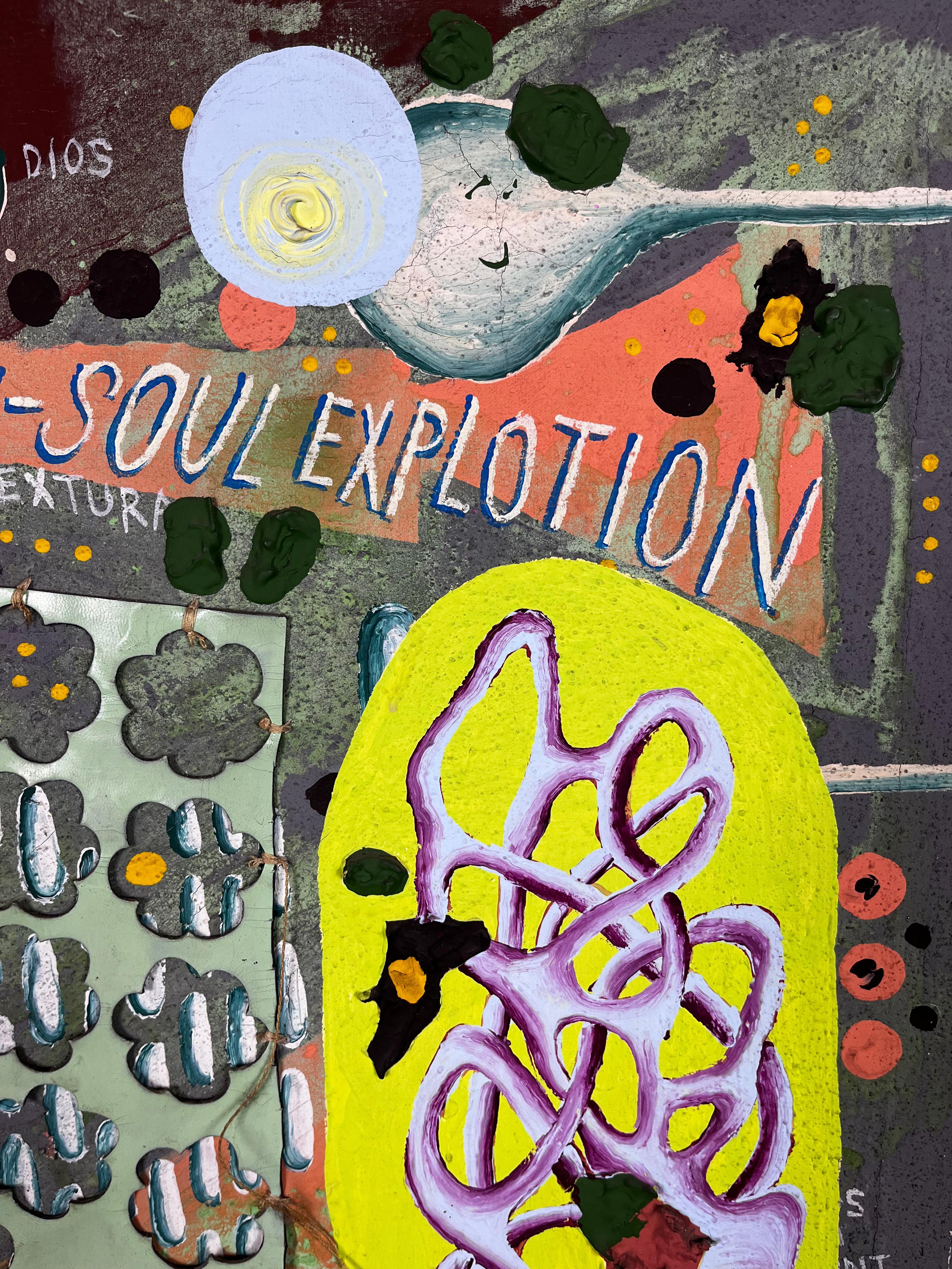 Hand-Painted Cisco Jiménez Deep Soul Jazz Explotion Acrylic on Canvas Painting For Sale