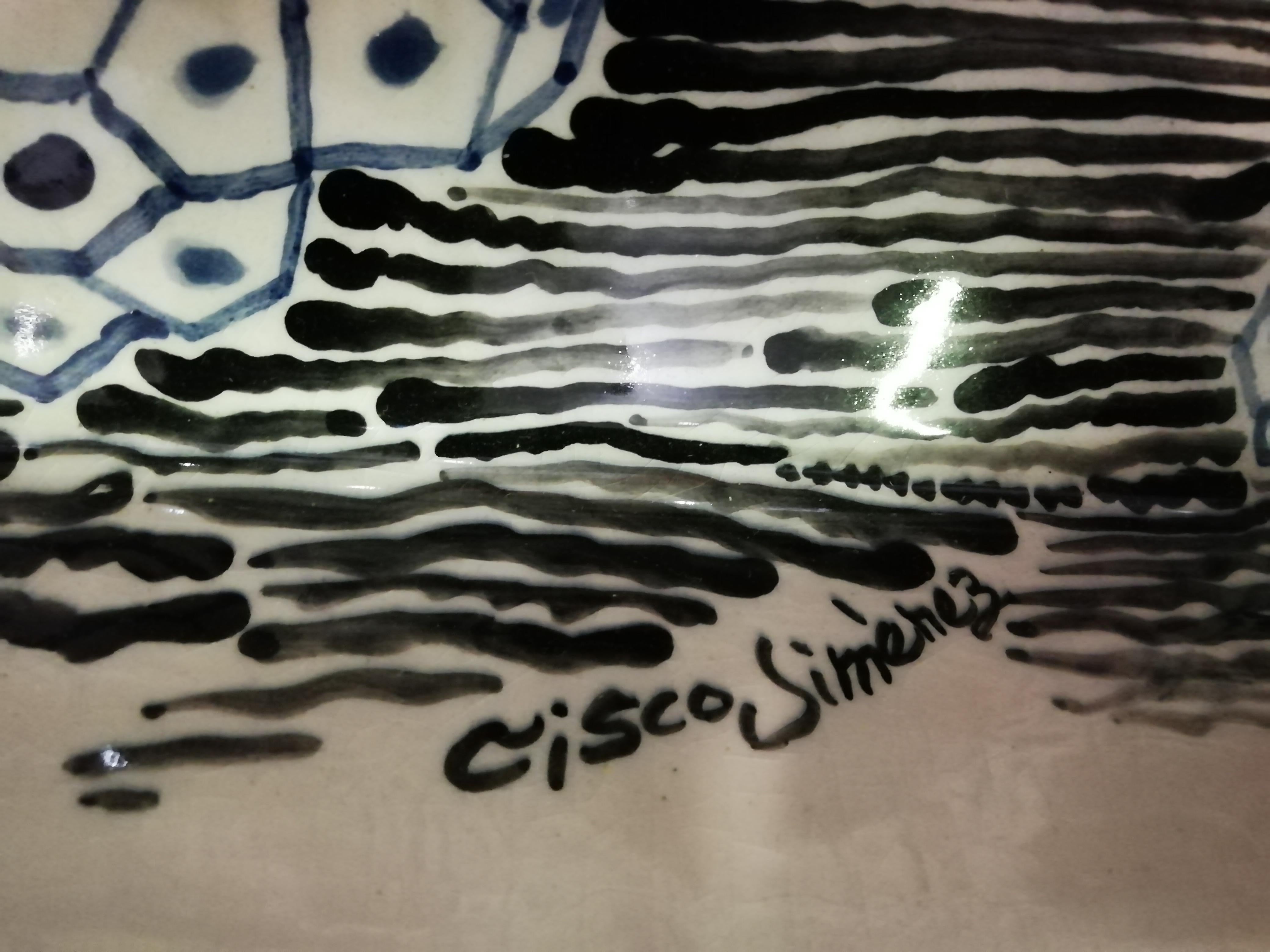 Cisco Jimnez, handbemalter Tafelaufsatz aus Keramik (Postmoderne) im Angebot
