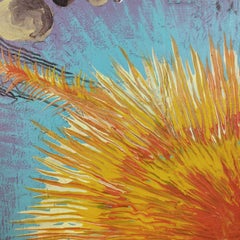 Cisco Jiménez "Lluvia de meteoritos" Pintura acrílica y collage sobre tabla