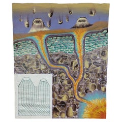 Cisco Jiménez "Meteorite Rain" Acrylic And Collage On Board Painting