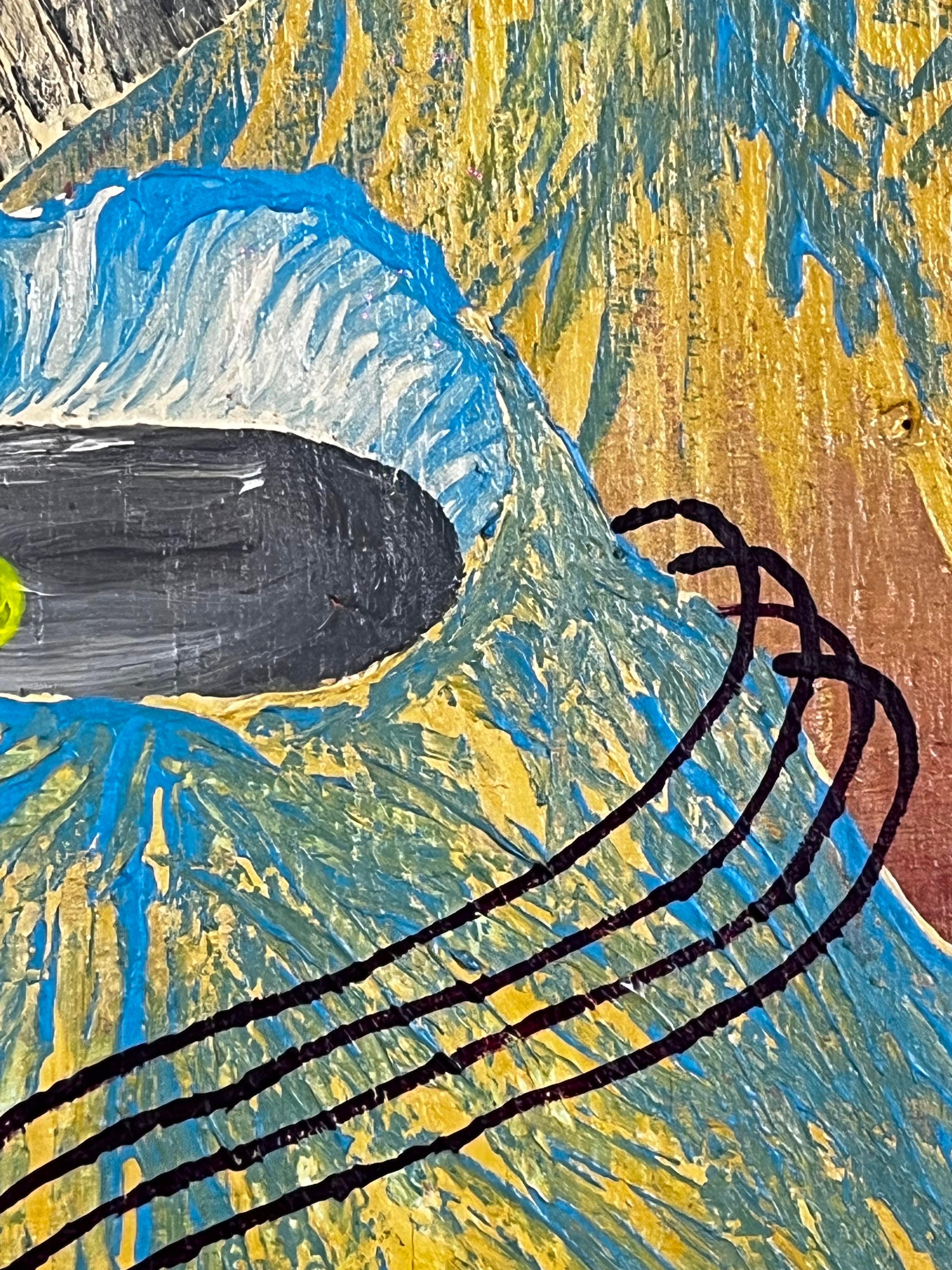 Cisco Jiménez Tikal mit Drehscheibe Acryl auf Holz Gemälde im Angebot 2