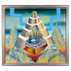 Cisco Jiménez Tikal mit Drehscheibe Acryl auf Holz Gemälde