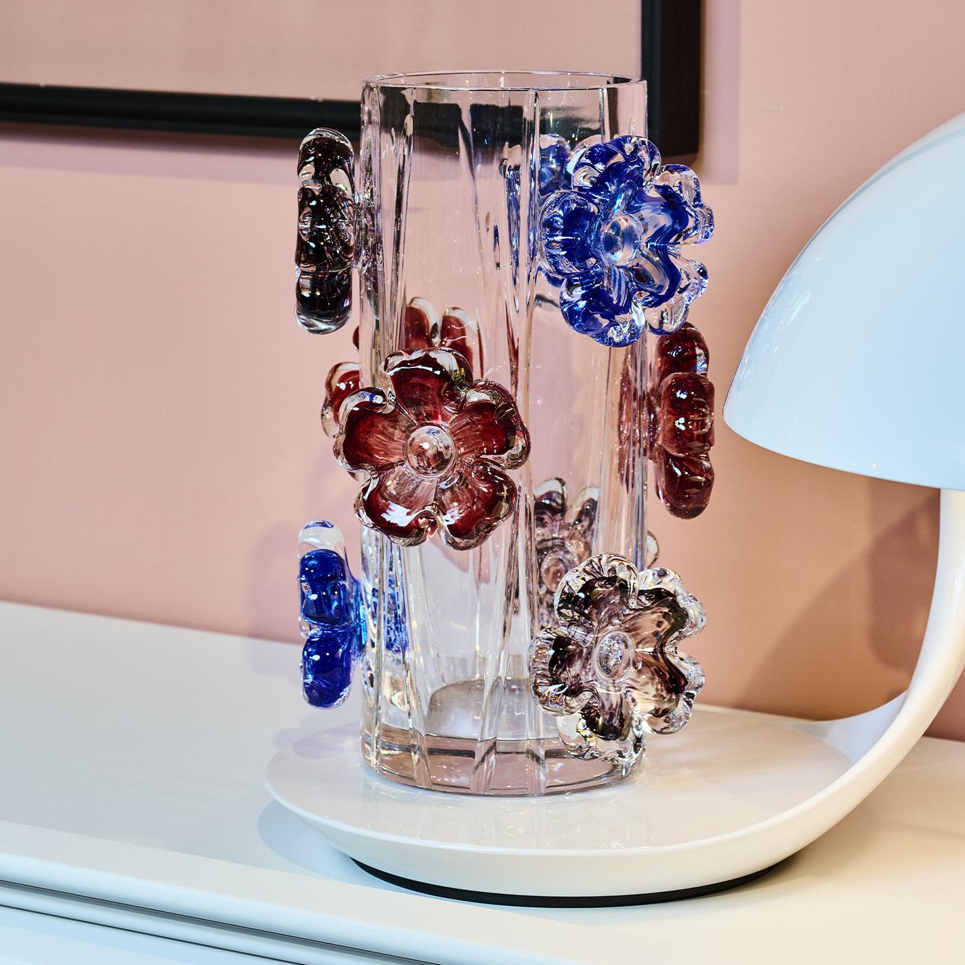 Contemporary Cistus Eclectic with Assorted Flowers Vase by Mario Cioni & C For Sale
