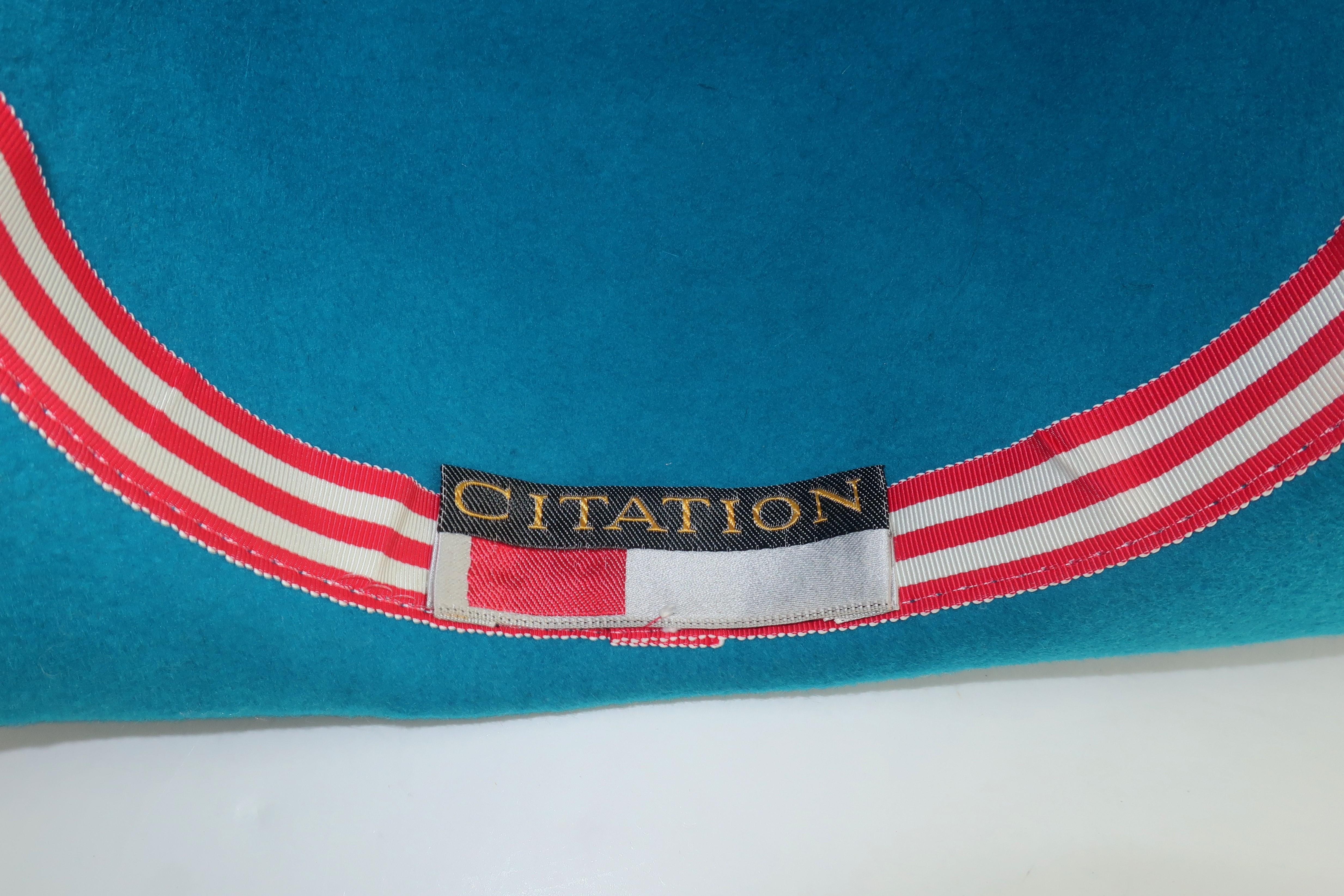 Citation Bicorne Bollman Hat With Rhinestone & Feathers, 1980's  4