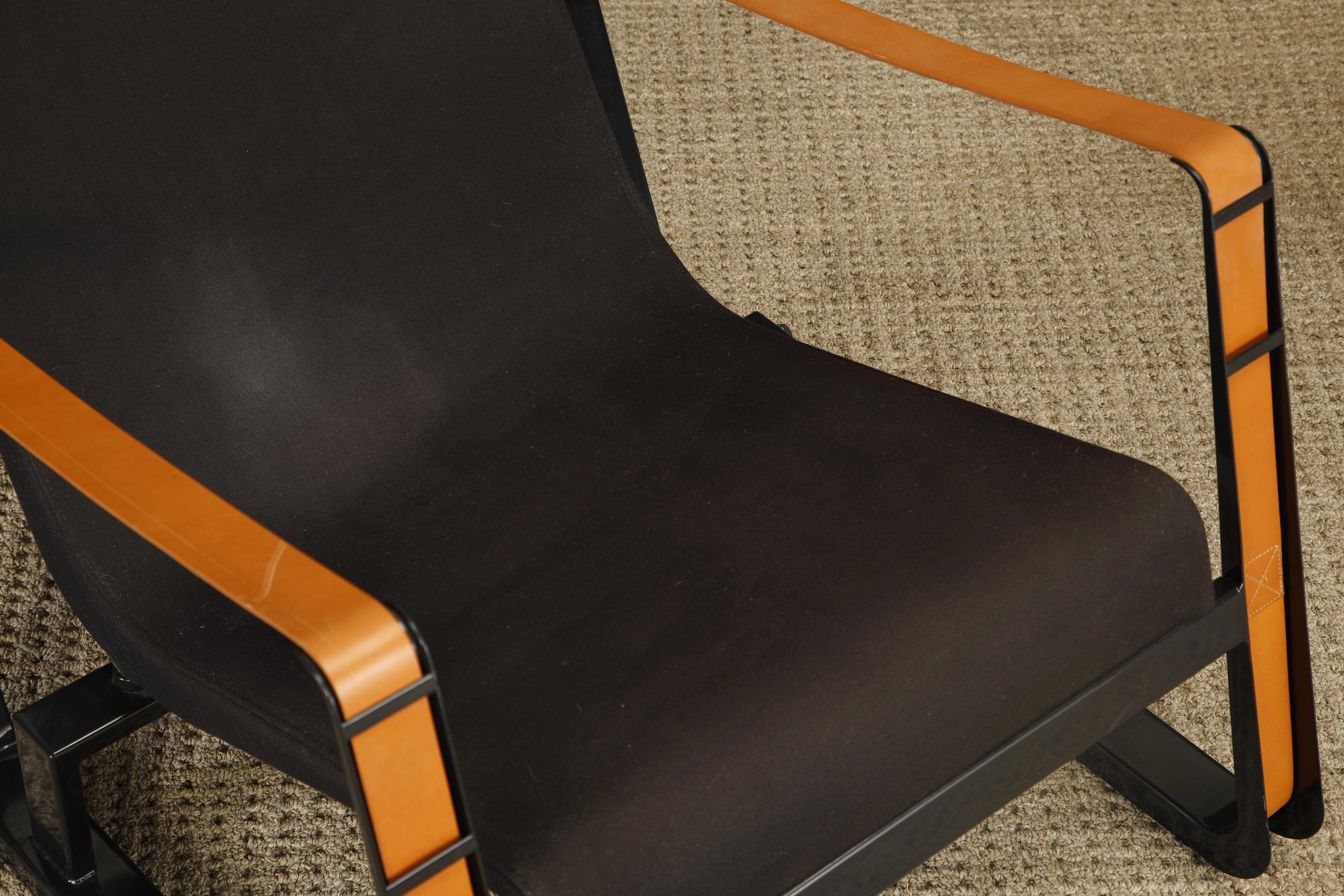 Loungesessel 'Cité' aus Leder und Stahl von Jean Prouvé für Vitra, signiert im Angebot 3