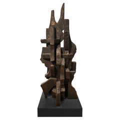 "Cities in Dust I" Totem Sculpture in Bronze Finish by Dan Schneiger