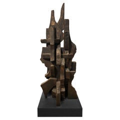 "Städte im Staub I" Totem-Skulptur aus Bronze von Dan Schneiger