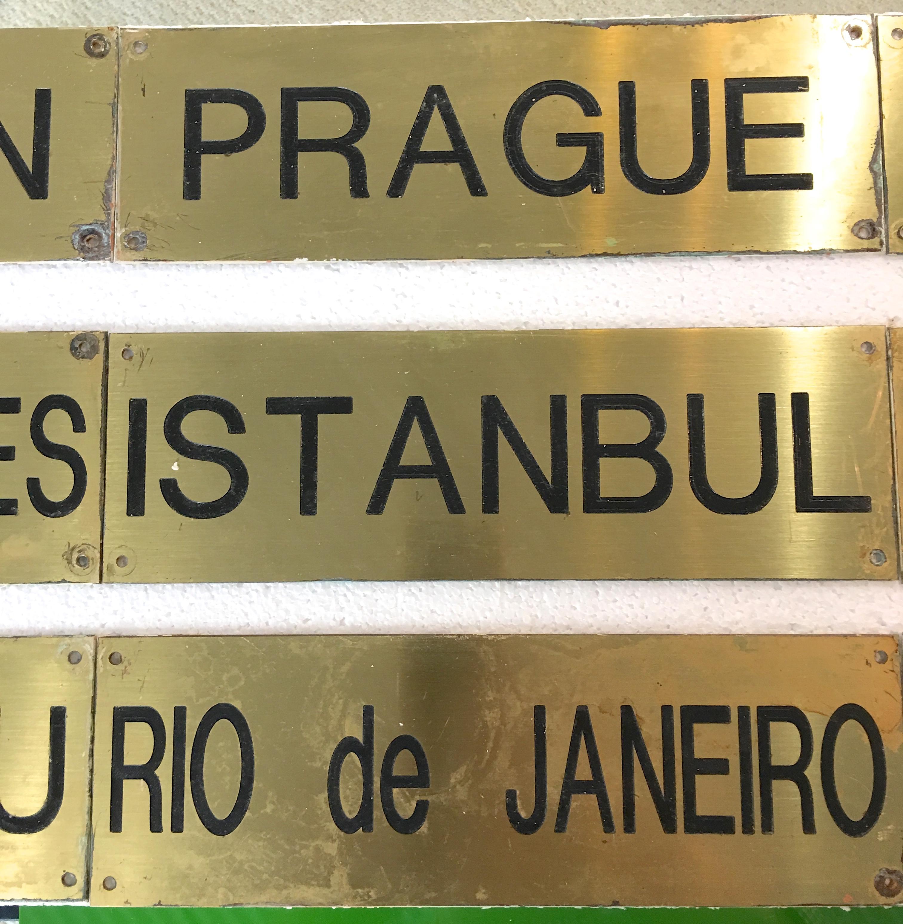 American Cities of the World Time Zones Brass Signs