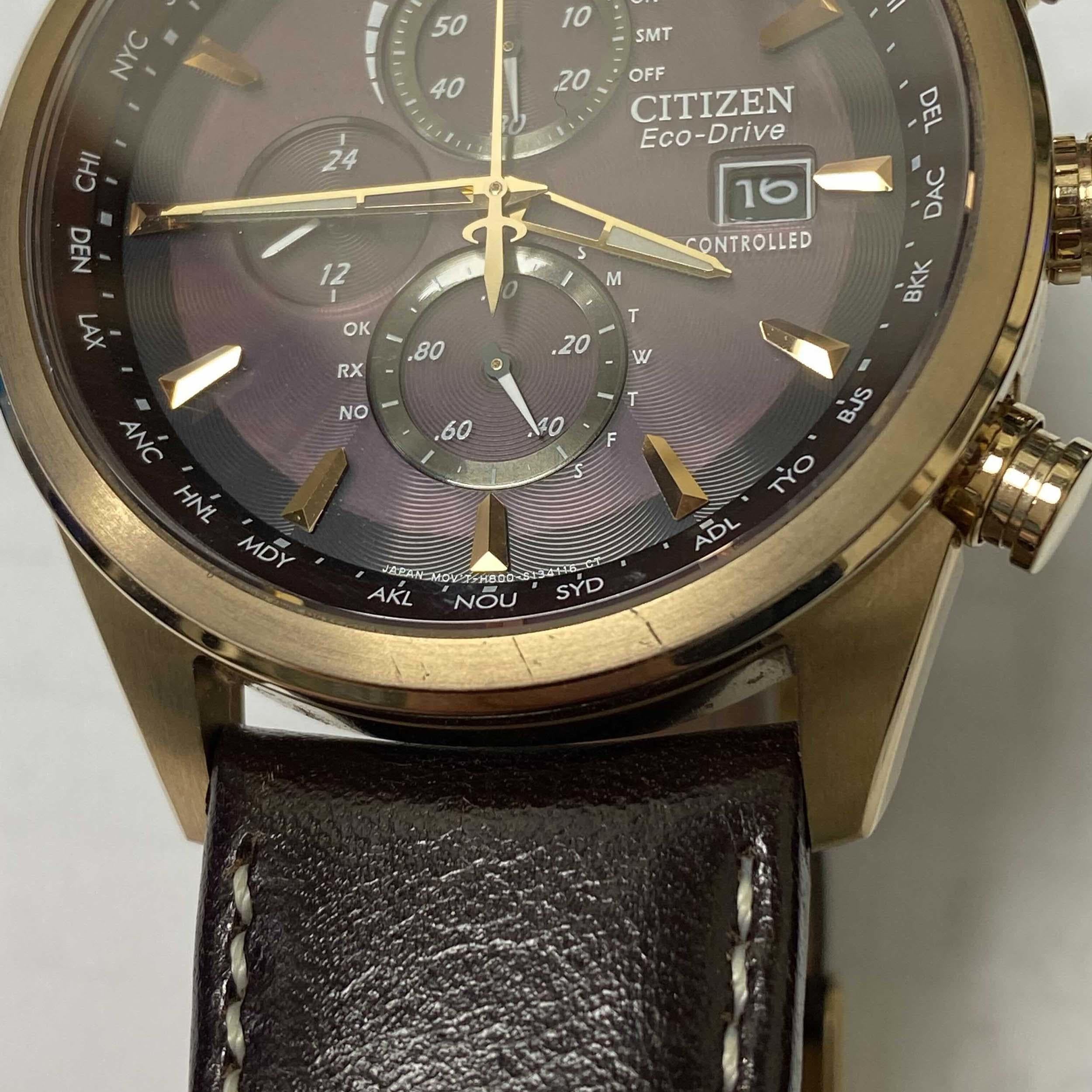 The watch has hairline scratches on the case and signs of use on the band. Comes without the manufacturer's box and papers. Covered by a 1-year Chronostore warranty.
Model Number AT8019-02W
Brand Citizen
Department Men
Style Dress/Formal
Model